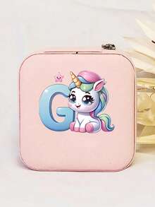 1个个性化独角兽字母印花皮革首饰戒指盒，拉链首饰盒，情人节礼物 - 彩色 - 查看 37