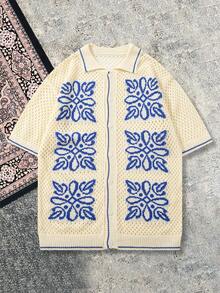 Casual Loose Breathable Knit Polo Shirt, Unisex Street Style, Suitable For Spring And Summer - Apricot - View 2