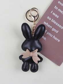 1pc Cute Versatile Cartoon Rabbit Bow PU Keychain Accessory, Portable Bag Charm, Suitable For Easter, Car/Office/Travel, Perfect Gift For Friends - Multicolor - View 11