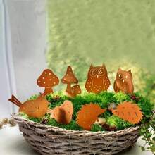 5 Rusty Rabbit Metal Flower Pot Inserts, Iron Decoration Rabbit Silhouette, Home Garden Decoration Flower Pot, Grass Ground Insert - Rabbit - View 3
