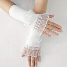 1 Pair, New Long Arm Cover, Bridal Thin Wrist Guard, Women's Driving Scar Cover, Fake Sleeves. - Black 1 - View 7