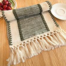 Black Striped Table Runner, Dual-Color Woven Tassel Table Runner, Rustic Style Woven, Suitable For Home And Dining Table Decor - Multicolor - View 26
