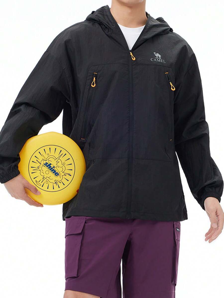 CAMEL CROWN Men's Outdoor Windbreaker Jacket, UV Protection, Waterproof, Breathable, Moisture-Wicking. Suitable For Spring And Summer. Unisex Design. - Phantom Black - View 1