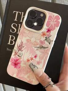 Ốp điện thoại thời trang da trắng hồng họa tiết đại dương, 1 chiếc. Ốp điện thoại da trắng họa tiết hoa dâm bụt hồng, đại dương, rùa biển, dừa, lan, san hô, vỏ ngọc trai, cây cọ, tương thích với iPhone 16 Pro Max, 17/16/15/14 Plus, 13/12/11, Air, Series, phiên bản quốc tế, không phải phiên bản nội địa. Quà tặng mùa xuân cho bữa tiệc. - Nhiều màu - Xem 3