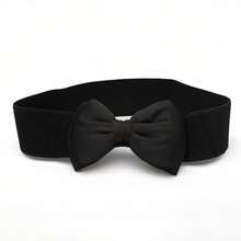 Bow Elastic Belt Women's Korean Version Fashion Chiffon Waist Seal Wide Dress Elastic Belt Waist - 黃色 - 查看 6