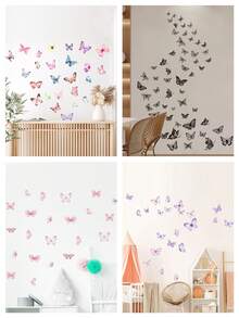 1pc Butterfly Decorative Self-Adhesive Removable Wallpaper, Suitable For Living Room Wall, Window Decoration - Cute Creative Wall Decor, Also Applicable For Refrigerator, Bathroom, Room, Bedroom Decoration - Multicolor - View 2