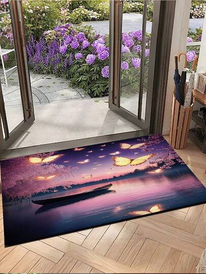 1 adet Romantik ve Şifa Veren Tarzda Göl Manzaralı Kapı Paspası, Kare Emici Kaymaz Halı, Giriş Zemin Paspası, Dış Mekan Kilimi, Kapı Paspası, Sıcak ve Zarif Bir Ev Atmosferi Yaratır