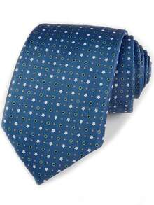 Exclusive Design Luxury Men's Digital Print Tie - Navy Blue With White And Beige Geometric Pattern, Super Fine Fiber, Woven Texture, Suitable For Thanksgiving, Father's Day And Campus Events - Multicolor - View 26