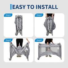 Cuna Colecho Portátil para Bebé Cuatro en Uno Pack and Play con Cambiador Ruedas Mesa de Juegos y Almacenaje - Gris Claro - Ver 8