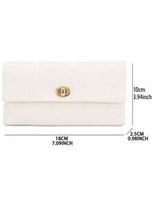 Short Women Wallet, PU Leather High-Quality Clasp Wallet - White - View 4