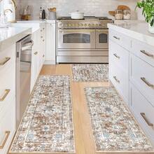 Pauwer 3 Piece Kitchen Mats For Floor Set Boho Non Slip Kitchen Rugs Washable Farmhouse Kitchen Floor Mats Thick Long Kitchen Throw Area Rug Carpet Runner For Hallway Laundry Bathroom - Kem Tân Cổ Điển - Xem 8