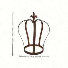 1pc Rusty Iron Crown Garden Decor , Unique Design, Metal Craft, Suitable For Indoor/Outdoor, Home And Lawn Decor - Rusty Brown Crown - View 6