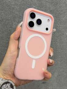 1个粉色果冻二合一磁吸手机壳，情人节情侣手机壳，兼容 17 Pro Max/16 Pro Max/15 Pro Max/13/15/16/17 Pro/14/11，粉色时尚果冻二合一磁吸手机保护壳 - 粉色 - 查看 2