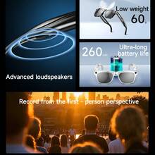 SIMSONLAB 男女通用新款智能眼镜，语音助手，260mAh大容量电池，持久续航，支持通话、实时翻译、音乐控制、智能搜索、精准触控、对话功能、智能操控，生日礼物之选 - 彩色 - 查看 3