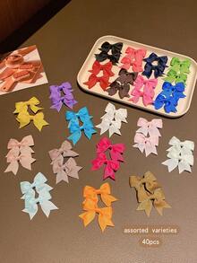 40个随机颜色可爱蝴蝶结发夹，价格实惠的日常发饰 - 彩色 - 查看 4