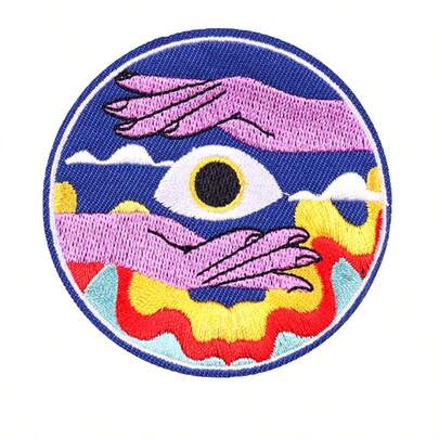 1 pieza Parche bordado redondo de dibujos animados con estilo punk, adecuado para personalizar vaqueros, chaquetas, ropa, bolsos, sombreros, reparar agujeros y decorar