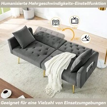 Sofa Bed Mattress - Gray + Velvet - View 3