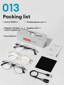 Lenovo GS105 Fashionable Bluetooth Glasses, Metal Frame, Wireless Bluetooth 6.0, Pure Sound Quality, Long Battery Life, HD Calling, ENC Microphone Noise Cancellation, Dual-Layer Anti-Leakage, Wireless Smart Glasses, Compatible With Smartphones, Gift For Couples And Friends - Black - View 10