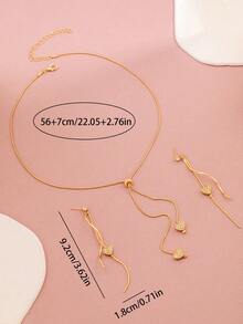 3pcs Minimalist Elegant Heart Necklace & Earrings Set, Versatile Fashion Jewelry For Valentine's Day, Party, Daily Wear - Multicolor - View 8