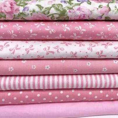 7Pcs 9.8 X 9.8 25 25CM Cotton Fabric DIY Making Supplies Quilting Patchwork Fabric Fat Quarter Bundles DIY For Quilting Cotton Patchwork Cushions (7pcs Peony 9.8 X 9.8)