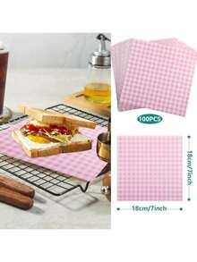 100/50 Waxed Packaging Paper, - Oil-Proof Food Basket Liner, Suitable For Sandwiches, Hamburgers, Pastries - Uncharged, Paper Baking Utensils - Multicolor - View 3