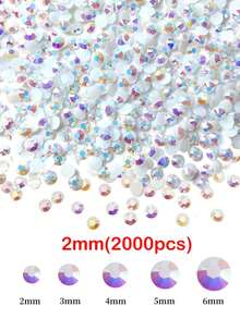 2000/800/400顆/袋 樹脂水鑽 2mm-6mm 透明白色 AB 平底水鑽，適用於 DIY 手作、美甲裝飾、手機殼、鞋子、衣物、手工藝、美甲鑽飾、美甲用品、美甲飾品 - 彩色 - 查看 9