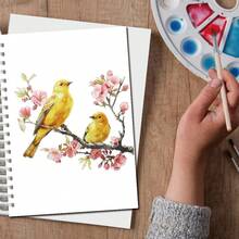 12-Page Watercolor Painting Practice Book With Bird Illustrations, Hand-Drawn Lines, Best Gift For Art Enthusiasts - Watercolor Bird - View 2