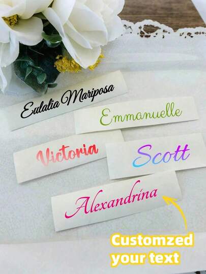 1pc Customizable Name Label Sticker, Size 4-6 Inches, Name Sticker, Customizable Sticker, Name Sticker, Date Sticker, DIY Gift, Handmade, Handwritten Font, Wedding Sticker, Gift Sticker. Customizable Holographic Name Sticker, Suitable For Water Bottles, Lunch Boxes, Personal Items, Glass Cups, Tumblers, Scrolls, Balloons, Calligraphy Stickers, Gift Box Decorations, Back To School, Christmas Decorations, Autumn Home Decor