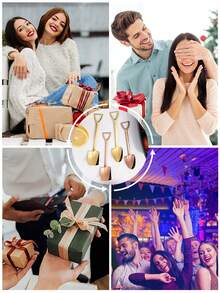 Bộ 5/10 thìa tráng miệng bằng thép không gỉ sáng tạo, thìa hình xẻng, thìa kem, thìa cà phê, thìa trà dài, thìa espresso. - Nhiều màu - Xem 9