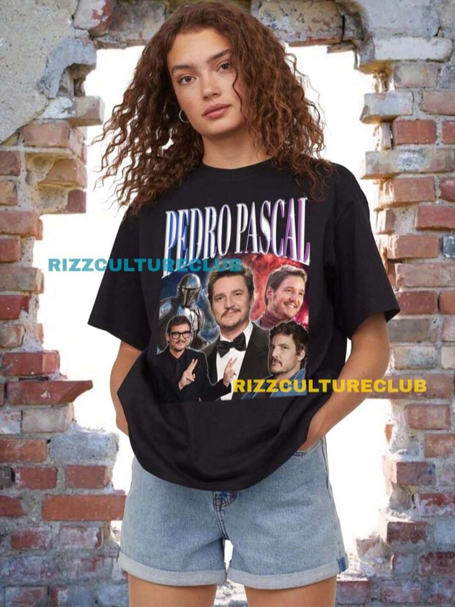 Pedro Pascal Retro Vintage Graphic Bootleg T-Shirt Tee Co Mfort Colo Rs Sweatshirt Mandalorian Series - màu đen - Xem 1