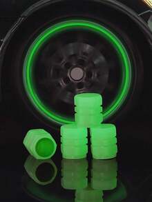 4pcs Neon Glow Tire Valve Caps - Hexagon Glow Tire Valve Caps, Glow Tire Valve Stem Caps For Motorcycle, Bike, Car, Durable ABS Plastic, Fit All Rim Sizes, Fashionable Vehicle, Bicycle, Motorcycle Accessories, Glow-In-The-Dark Function - Multicolor - View 7