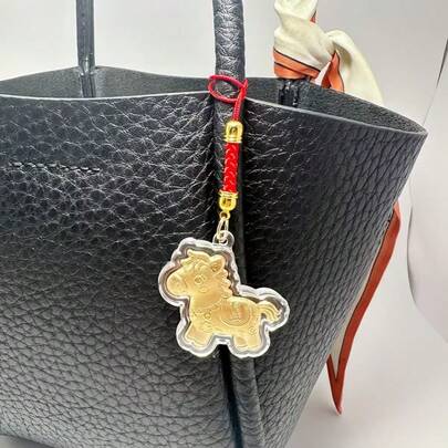 1/2/3个金色骏马吊坠，2026马年招财手机挂件，中国新年生肖马钥匙扣挂绳，马年钥匙扣吉祥物包包挂件，亚克力动物主题不对称造型装饰招财马挂件，马年即刻发财吊坠，龙虾扣马形挂件，家居、包包装饰