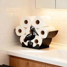 鹤形纸巾架，DIY装饰悬挂配件，适用于浴室、厨房和卧室。可伸缩、可折叠，是一款实用的家居装饰品。创意十足的卫生纸收纳架。 - 黑色 - 查看 7