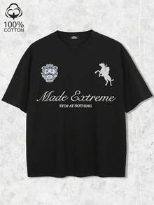 Tiny Spark 黑色T恤，印花复古徽章图案 - 黑色 - 查看 1