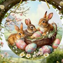 1pc, Easter Bunny Suncatcher, Stained Window Hanging, Acrylic Sign, Gifts For Women, Spring Decor, Round Sign, Wreath Sign, Wreath Center, Birthday Gifts For Women, Housewarming Gift Window Decor, Porch Decor, Wall Decor, Home Decor, Room Decor - 1PC - View 4