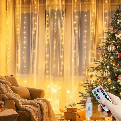 3M/6M Fairy Window Curtain Lights - 8 Lighting Modes Remote Control, USB Powered, Suitable For Christmas, Wedding, Birthday, Party And Home Atmosphere, Festival String Lights Decor