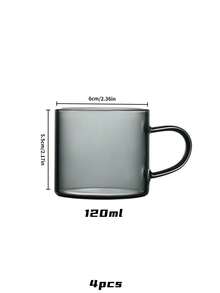 Bộ 4 cốc thủy tinh chịu nhiệt có tay cầm - Hoàn hảo cho cà phê, trà và đồ uống nóng - Lý tưởng cho gia đình, tiệc tùng, nhà hàng, Giáng sinh và Năm mới - Chỉ rửa bằng tay, làm bằng thủy tinh. - Nhiều màu - Xem 7