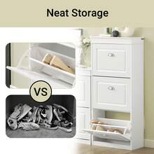 SoBuy 3 Flip-Drawers Shoe Cabinet Shoe Rack Shoe Storage Cupboard Organizer Blue W53 X D24 X H118cm FSR94-B - White - View 6