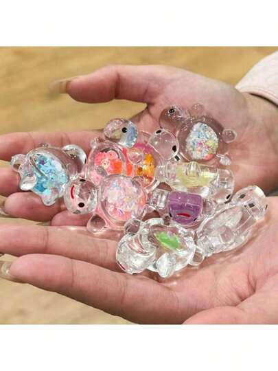 30 יחידות קישוטי צב ים מיניאטוריים זוהרים בחושך, קישוטי צב ים קטנים וזוהרים חמודים מצוירים משרף עם עיצוב נצנצים מבריקים