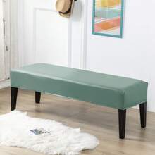 1pc Stretchable PU Waterproof Bench Cover, Suitable For Home Decor, Machine Washable, Modern Style Bench Slipcover, Elastic PU Dining Bench Seat Cover For Bedroom, Living Room, Kitchen, Protects Chair Bench Piano Bench Seat Covers, Removable - Multicolor - View 16