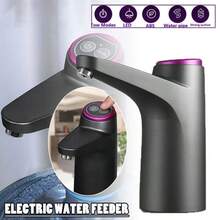 1pc USB- Electric Water Pump For 2/3/4/5 Gallon Bottles With LED Display - Portable Hands-Free Drinking System, Compatible With Large Water Jugs For Home, Camping, Office (USB Rechargeable Electric Water Pump) - Black - View 2