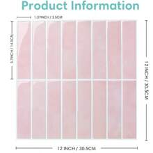 2D Flat Non-3D Self-Adhesive Light Pink Herringbone Style Wall Tiles, Suitable For Bathroom And Kitchen - 1/10/30pcs (Size: 12" * 12"), Waterproof, Oil-Proof, Splash-Proof. Suitable For Kitchen, Bathroom, Rental Unit Renovation, Washroom And Other Indoor Space Wall Decoration. - Baby Pink - View 6