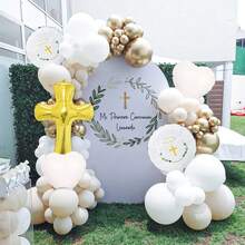 5pcs Cross Balloon Set, Suitable For Baptism Party, Birthday Party, Easter Party Decorations, Cross Helium Polyester Foil Balloons, Home Room Decor - Multicolor - View 4