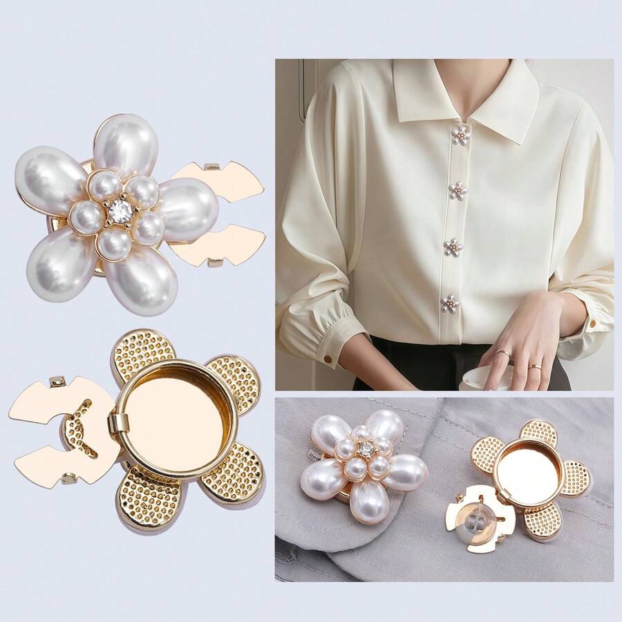 1/2/4pcs Women's Rhinestone Button Covers, Crystal Button Caps, Detachable Clip-On Button Covers, Crystal Fashion Buttons, Suitable For Dresses, Suits, Shirts And Other Garments, Comes With Pressing Pliers Tool