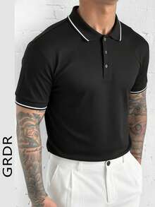 GRDR Men's Fashion Polo Shirt, Stylish & Versatile, Suitable For Summer Business Occasions - Black - View 4