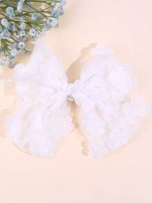 1pc Girls' Mesh Big Bow Hair Clip, Cute Flower Hair Clip, Elegant Solid Pink Hair Barrette, Girls' Alligator Clip, Sweet Hair Accessories - Flower Bow - View 12