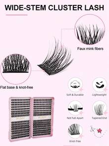 384pcs D-Curl Fluffy False Eyelashes Set, Includes Beginner-Friendly Eyelash Tutorial, Thick & Voluminous Segmented False Lashes, With Glue, Setting Liquid, Tweezers, Magnifying Mirror, Reusable, Large Capacity Individual Lashes, Soft & Natural Mixed Lashes, Create 3D Dimensional Eye Makeup, Suitable For DIY At Home, Travel, Daily Commute, Parties, Weddings, Bridal Makeup And More - màu đen - Xem 6