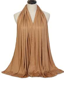 1PC Women's New Large Size Hijab Headscarf Long Scarf Solid Color Casual Soft - Camel - View 8
