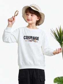 Annil Boys' Crew Neck School Style Sweatshirt, New Spring Fashion Print Casual Sports Base Shirt - White - View 7