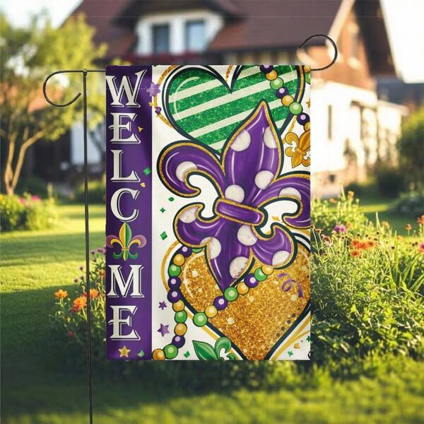 Drapeau de jardin - 12x18 pouces, matériau en polyester imprimé -verso, convient pour la décoration du jardin de la cour